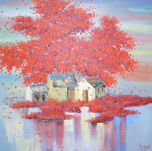 Tranh Sơn Dầu Lá Đỏ 2